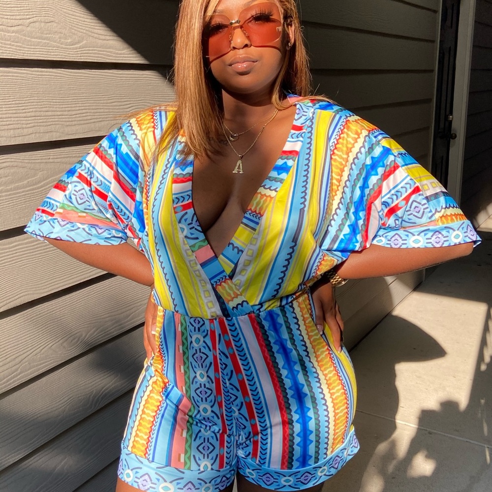 Aztec Shorts Romper - Picture 2 of 3
